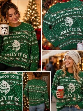 Star Wars Yoda Ugly Christmas Sweater Adult Small Green Holiday Knit Jolly It Is